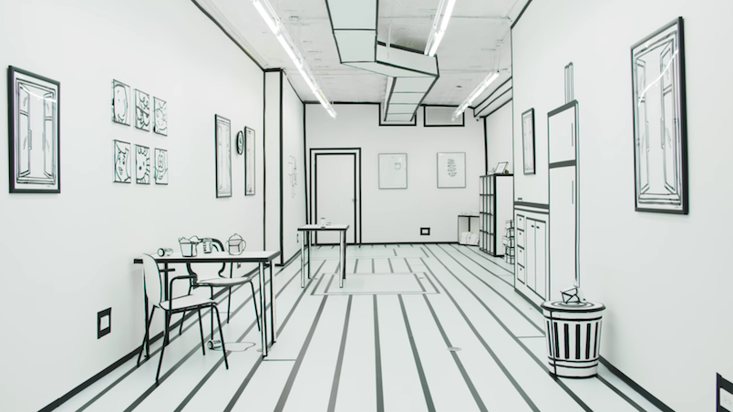 Artysta stworzył mieszkanie (dosłownie) jak z bajki. Rzeczywistość sprowadził do dwóch wymiarów