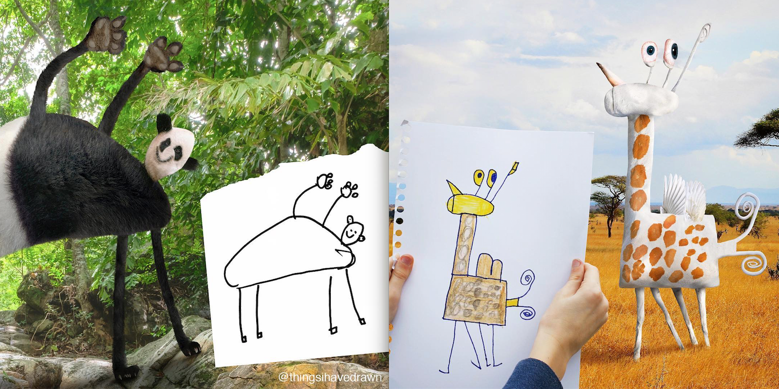 Tata przerabia rysunki swoich synów na śmieszne i przerażające "realistyczne" grafiki