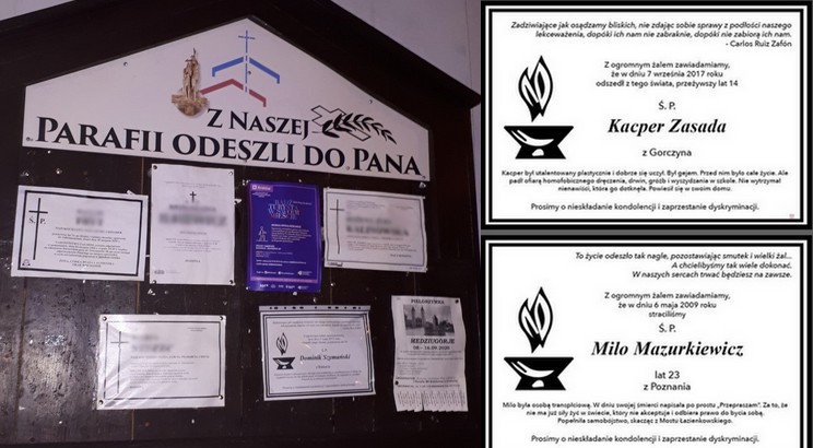 Krakowscy aktywiści rozwiesili nekrologi ofiar homofobii i transfobii
