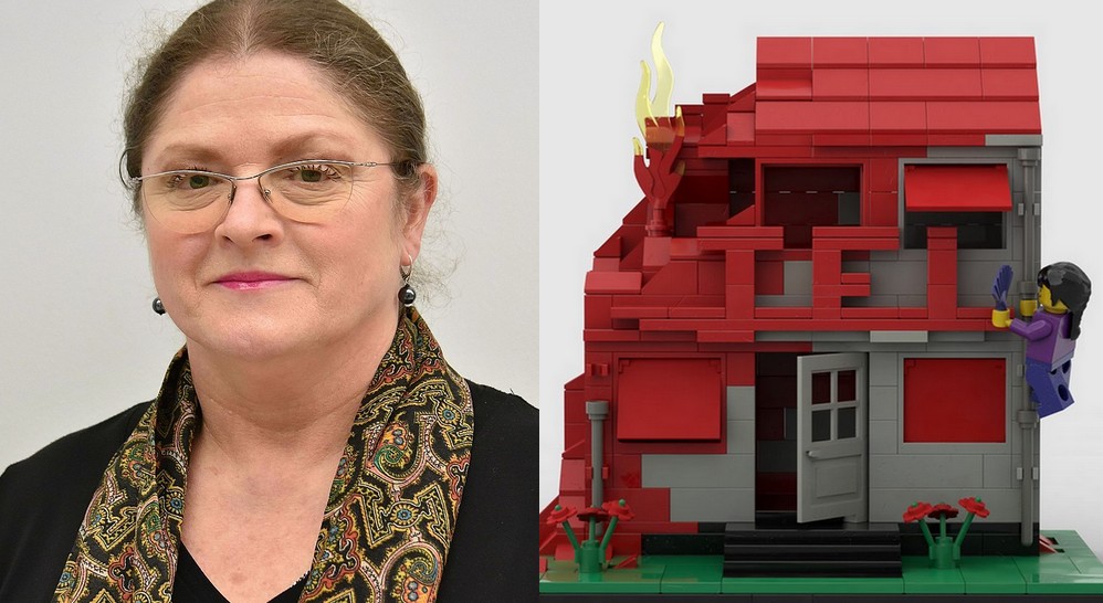 Artysta zrobił „Krystynę Pawłowicz uciekającą z płonącego hotelu" z klocków Lego