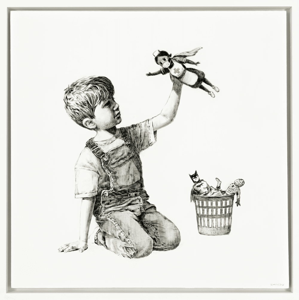Obraz Banksy’ego sprzedany za rekordowe 16,8 mln funtów! Pieniądze zostaną przekazane na szczytny cel
