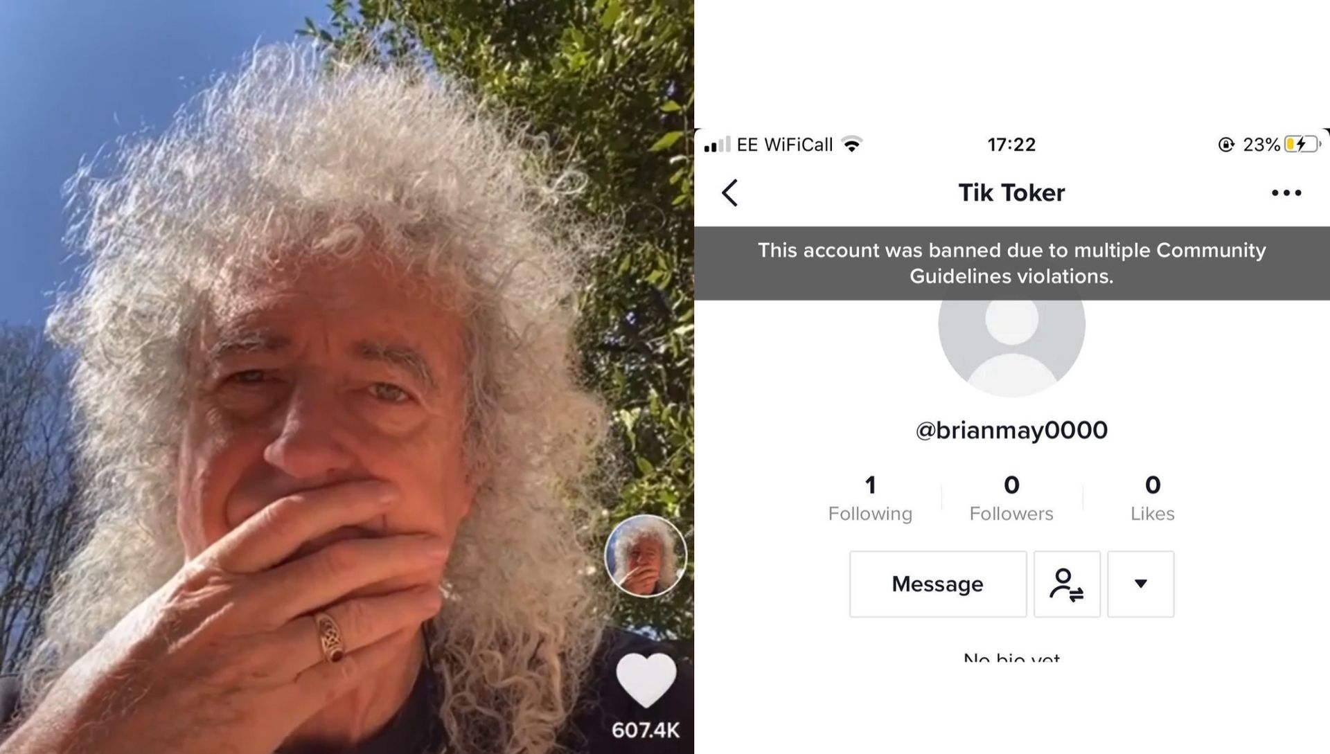 Brian May założył konto na TikToku, ale dostał bana już za pierwszy film