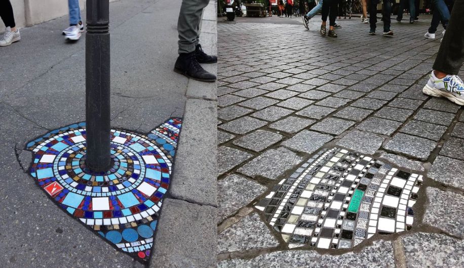 Artysta łata dziury w przestrzeni miejskiej kolorowymi mozaikami