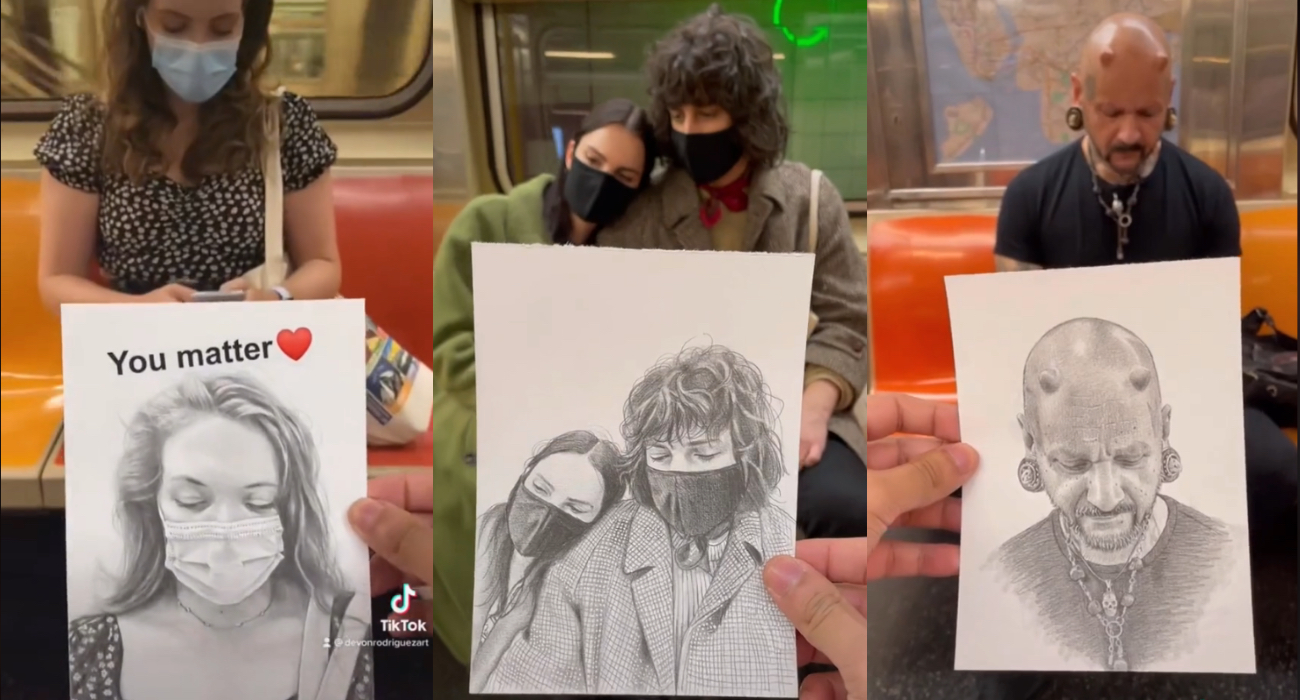 Artysta rysuje portrety osób spotkanych w metrze. „Nie mogę uwierzyć, że się popłakała”