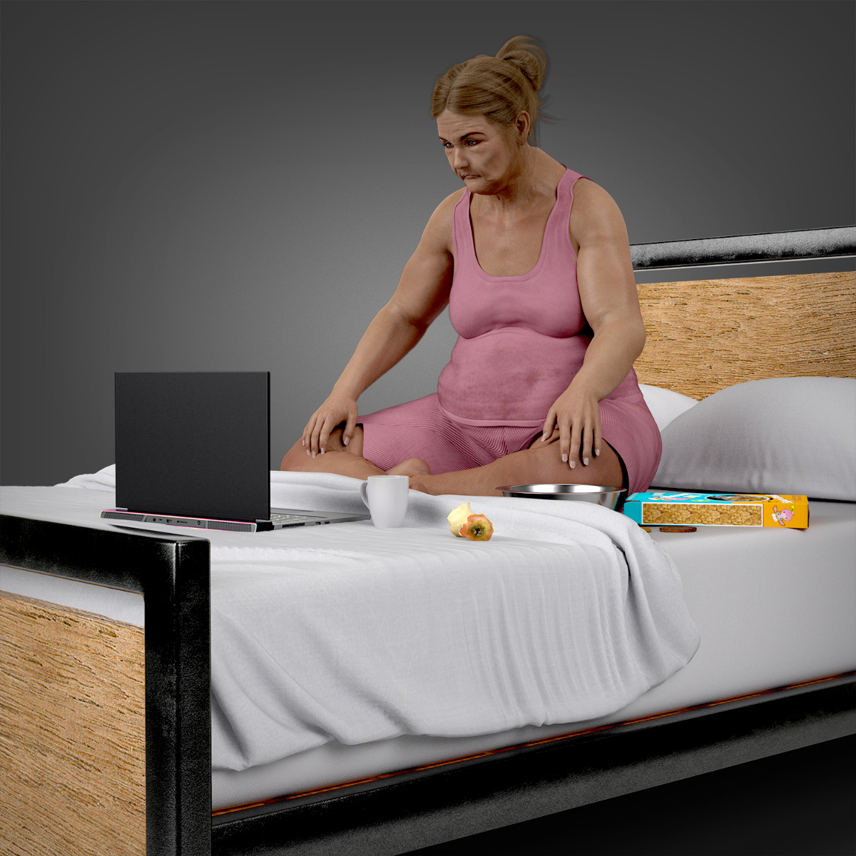 Ten model 3D obrazuje wpływ pracy zdalnej na ciało człowieka